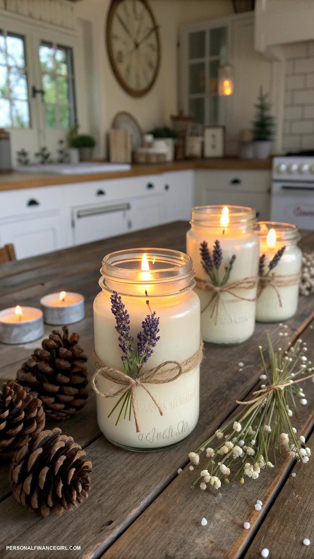 diy farmhouse decor ideas Create mason jar candle holders