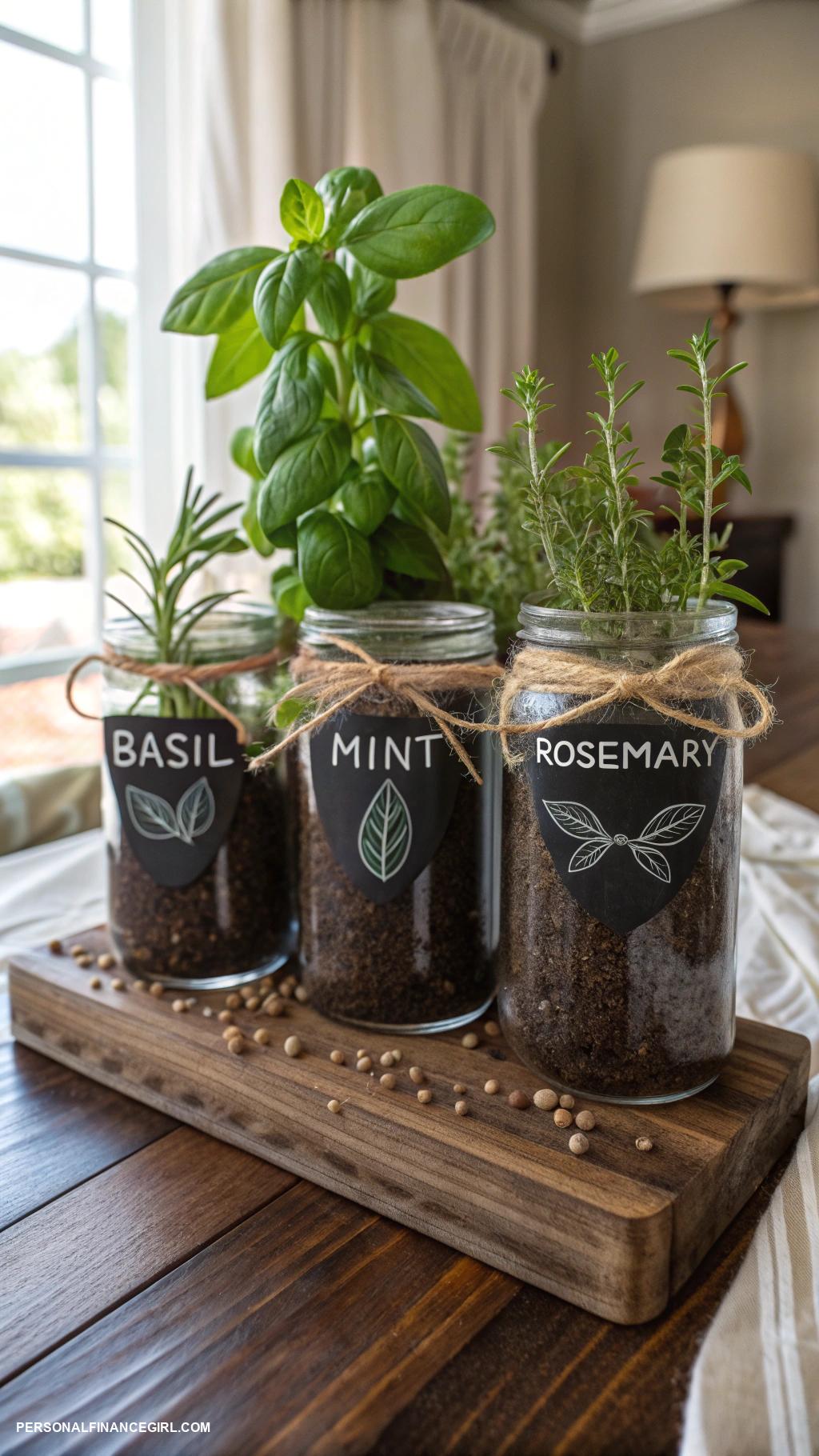 diy farmhouse decor ideas Transform glass jars into herb planters