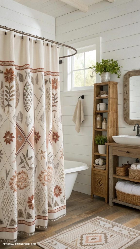 cheap updates for home Change shower curtain for a quick update