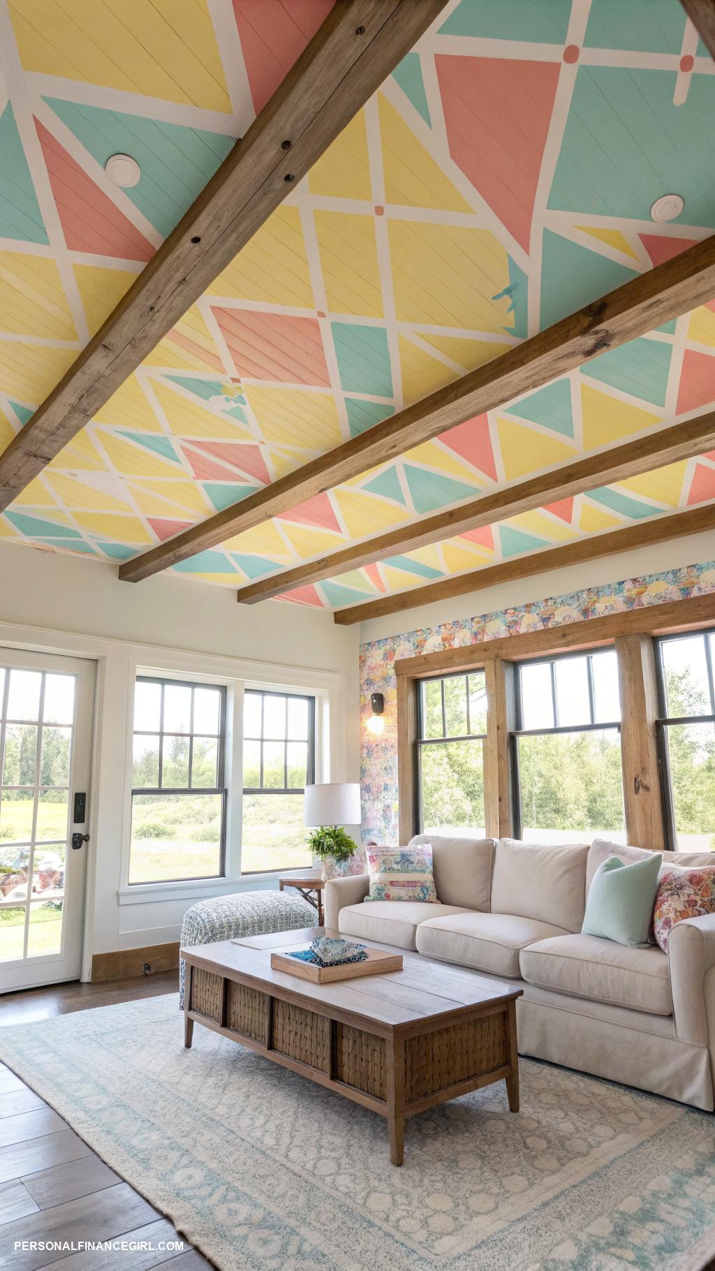 cheap ceiling covering ideas Paint the ceiling with bright colors