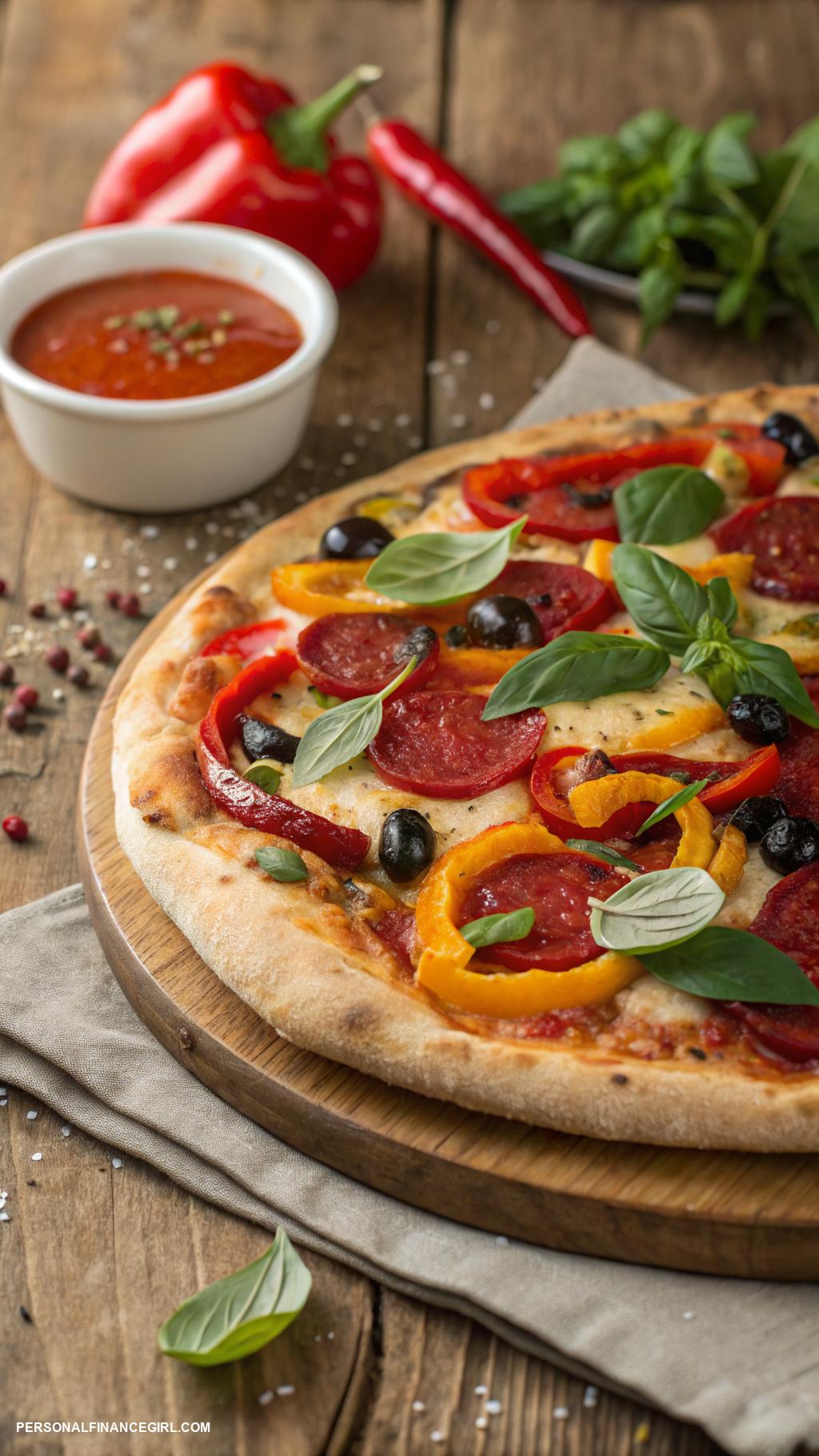 cheap family meals Homemade pizza with assorted toppings