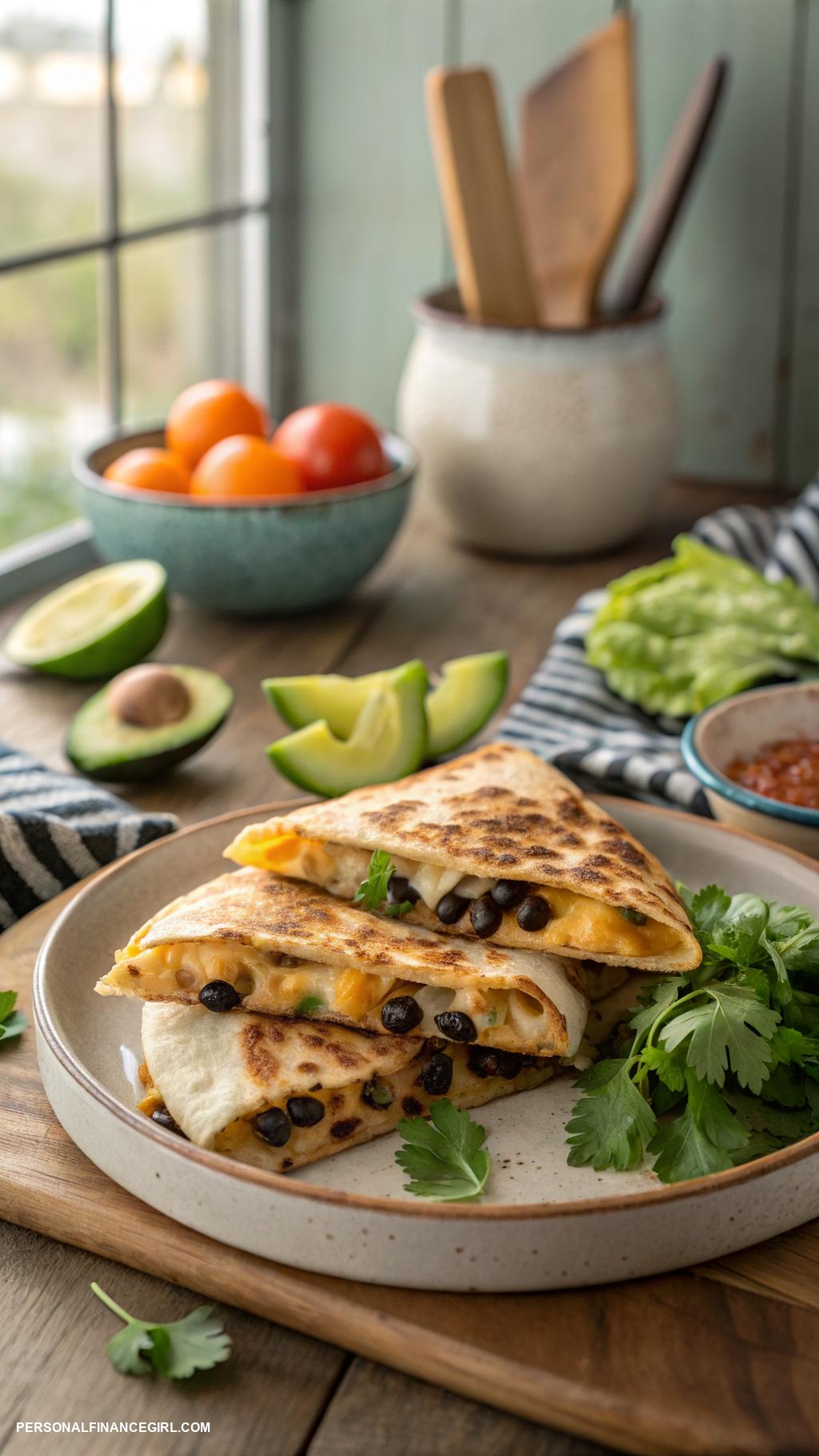 cheap family meals Quesadillas with cheese and black beans