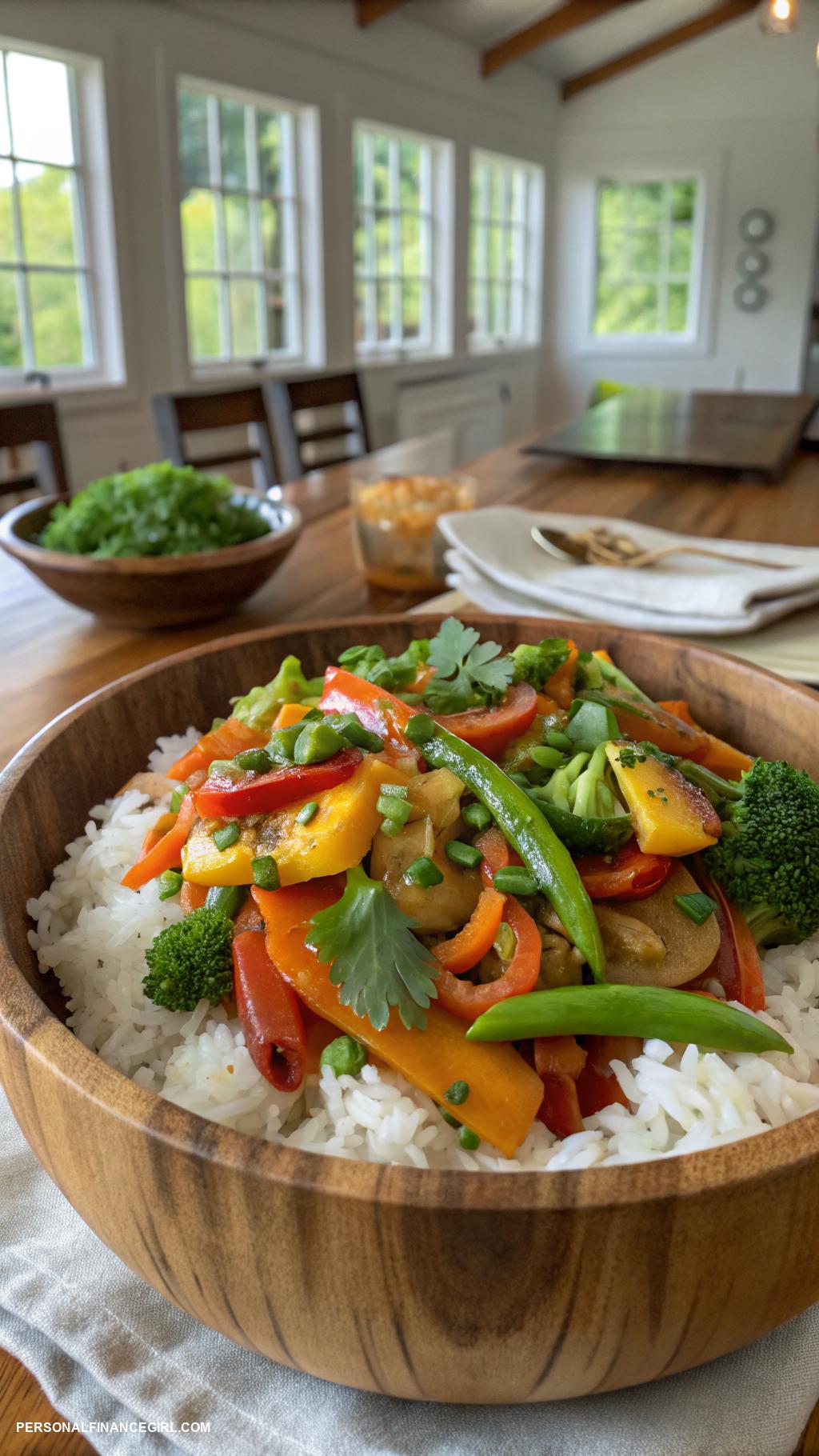 cheap family meals Stir fried vegetables over rice or noodles