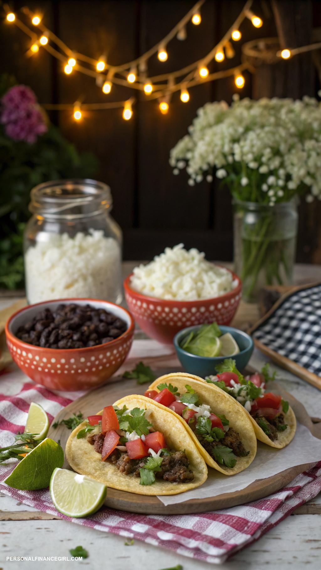 cheap family meals Taco night with beans and rice