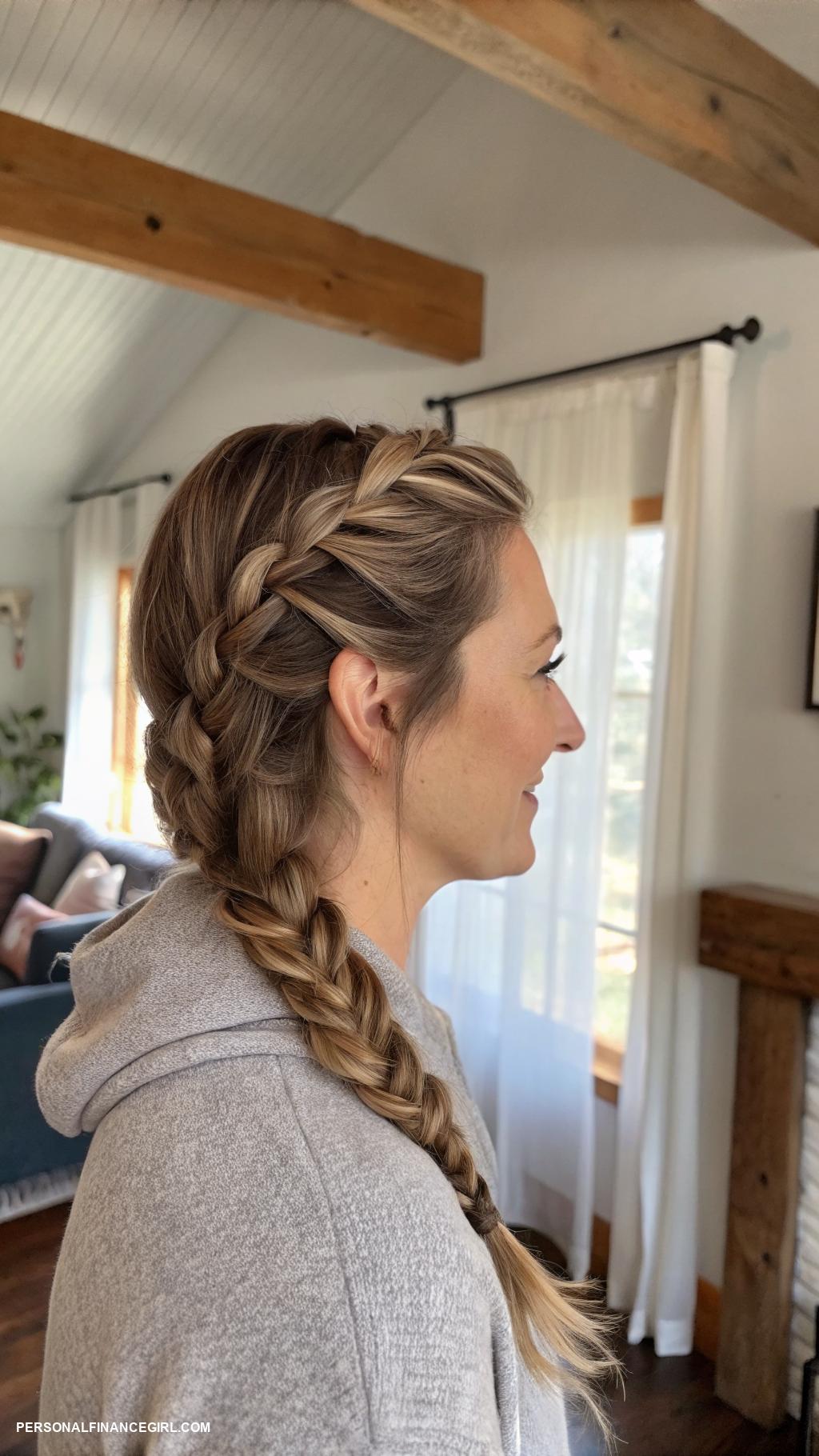 cheap hairstyles Simple French braid on one side