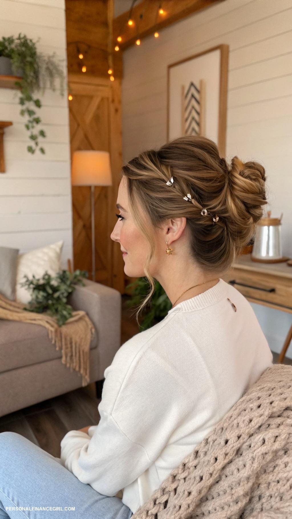 cheap hairstyles Twisted hair with bobby pins
