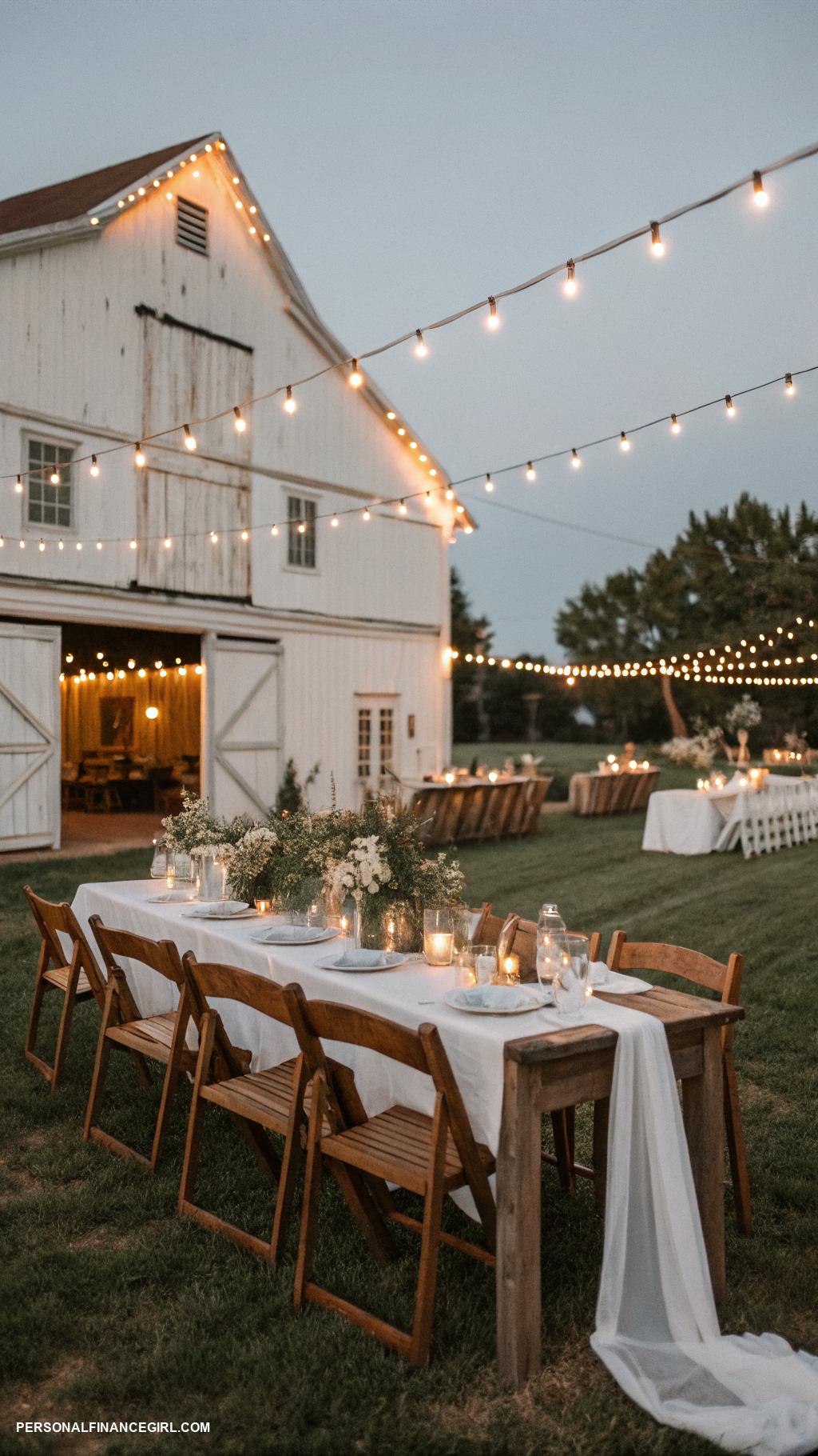 cheap outdoor wedding ideas Utilize string lights for ambiance