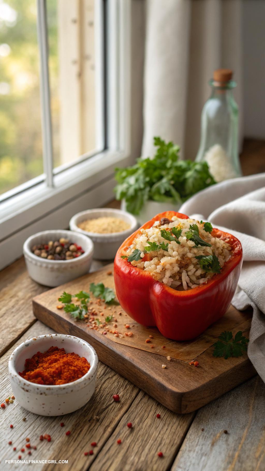 cheap vegan meals Stuffed bell peppers with brown rice