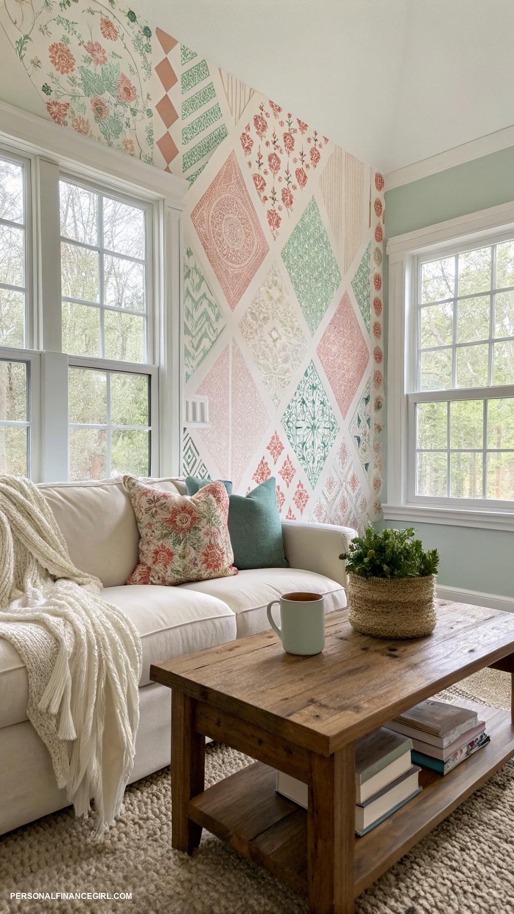 cheap wall covering ideas Use washi tape for creative patterns