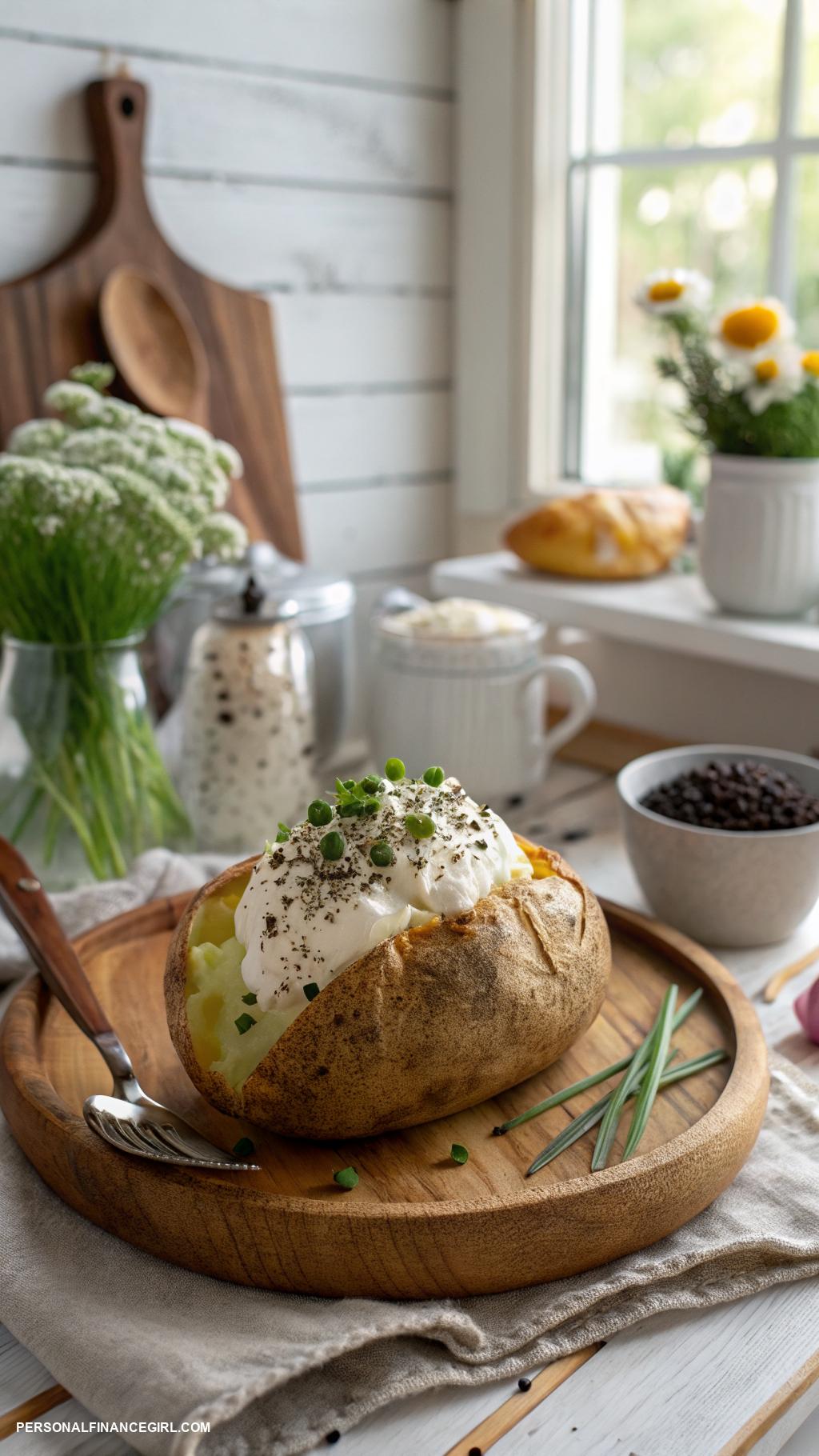 cheap yummy dinners Baked potatoes with sour cream topping