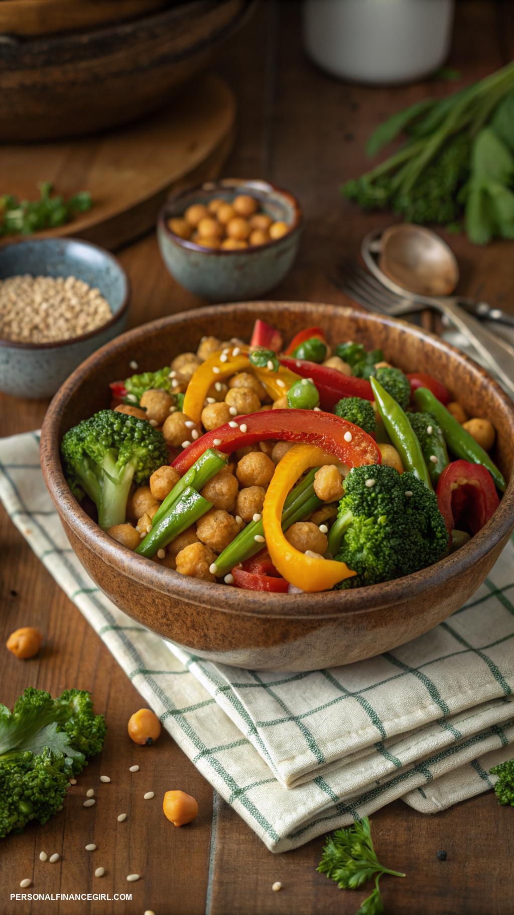 cheap yummy dinners Chickpea stir fry with veggies