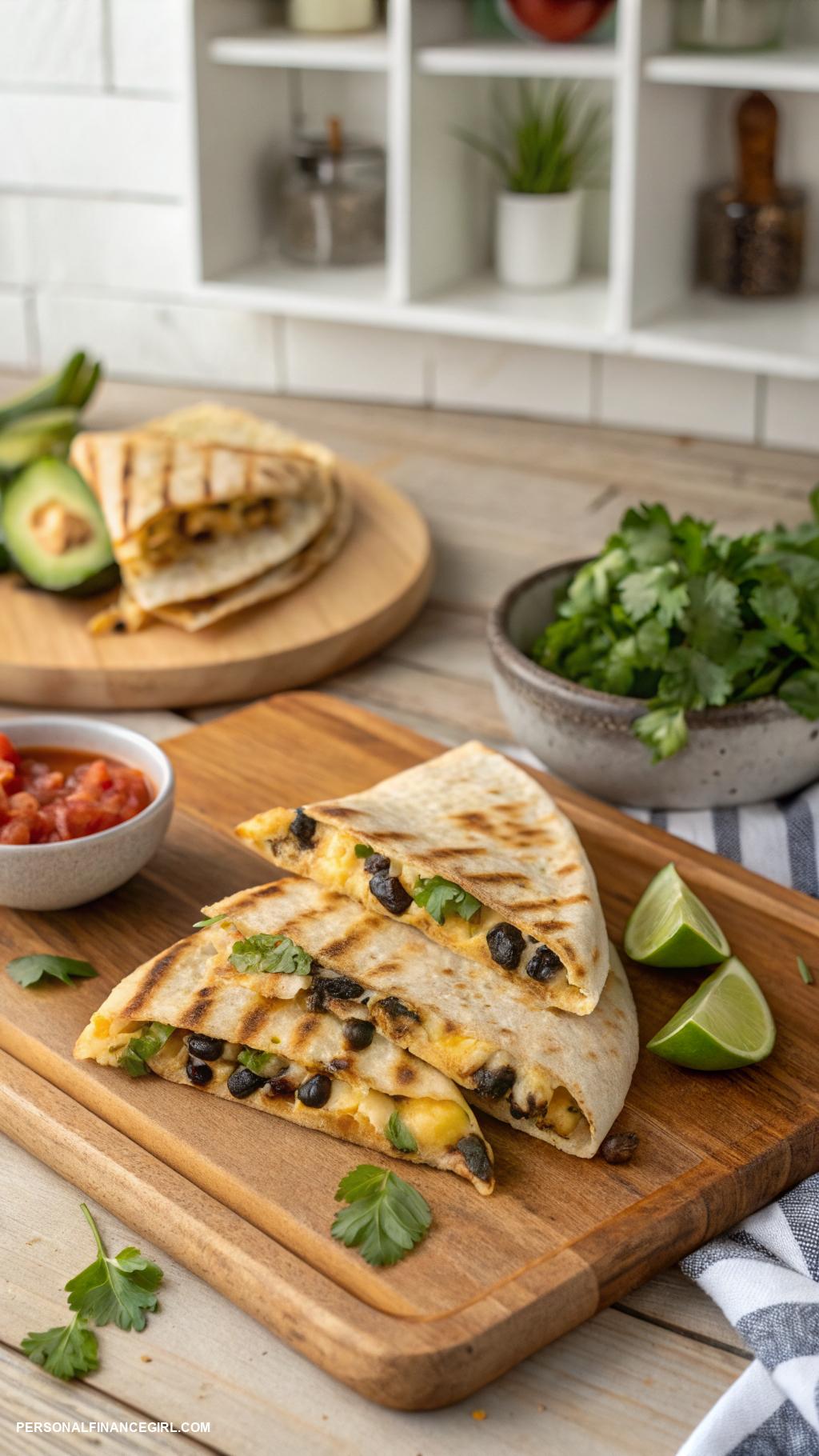 cheap yummy dinners Quesadillas with cheese and black beans