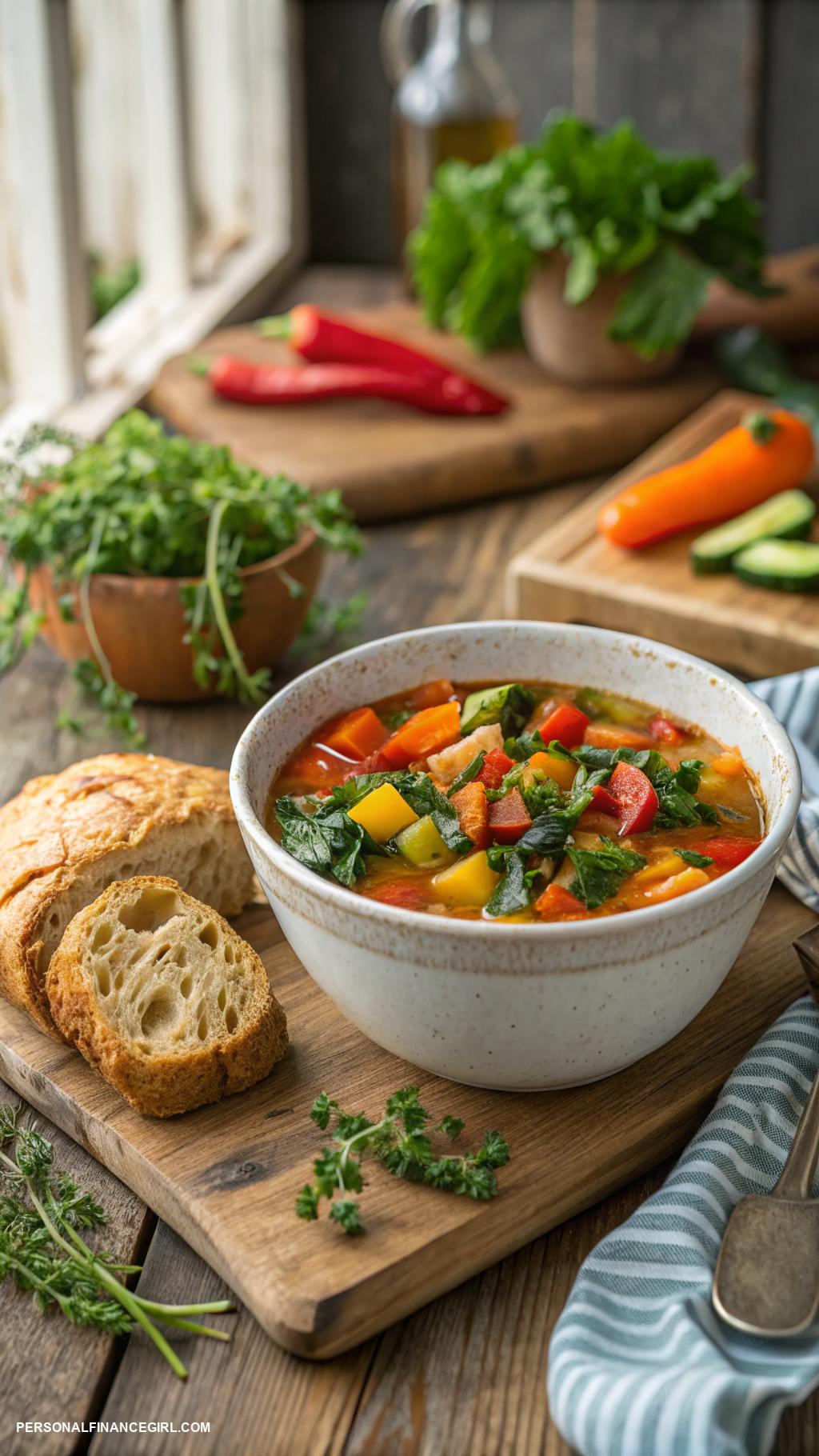 cheap yummy dinners Vegetable soup with leftover vegetables