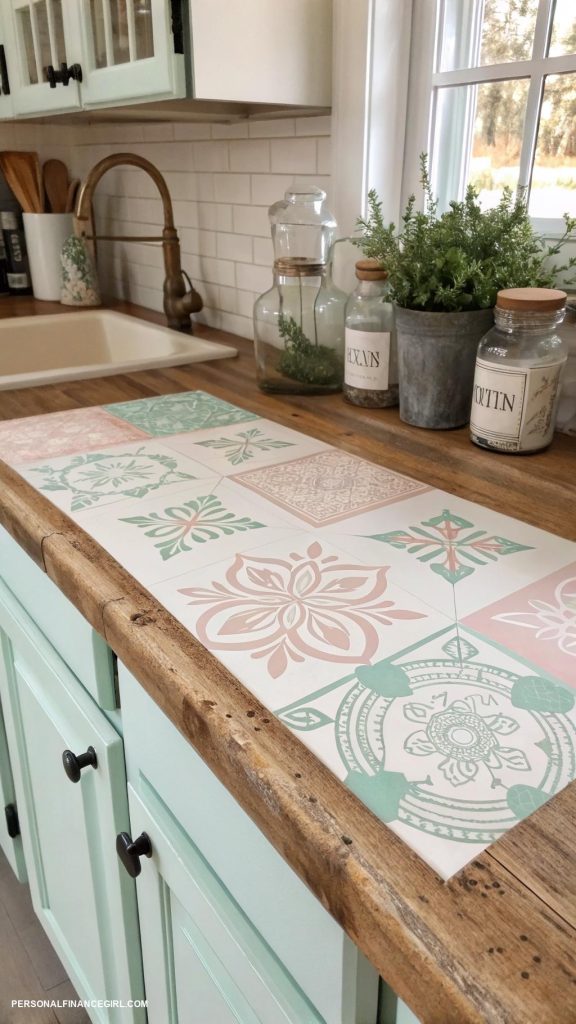 countertop redo cheap Decorate with stencils for a personalized style