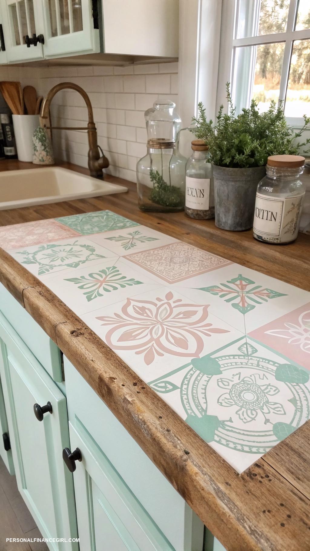 countertop redo cheap Decorate with stencils for a personalized style