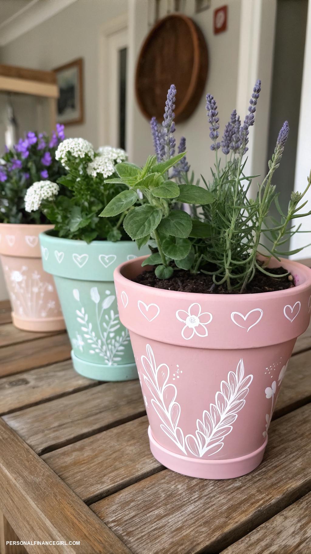 diy valentines gifts Hand painted flower pots with favorite plants