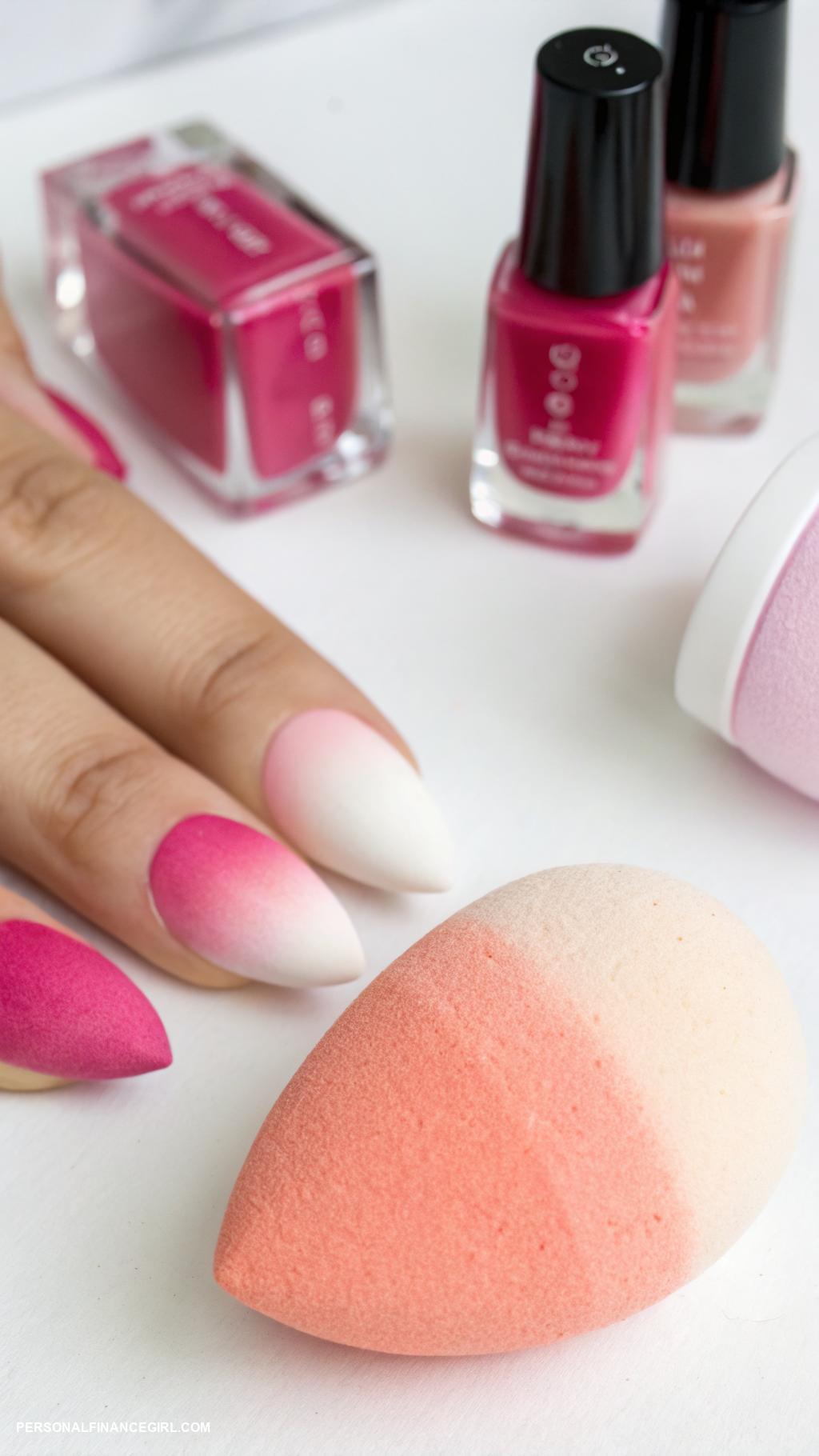 cheap nails Create ombre nails with makeup sponges