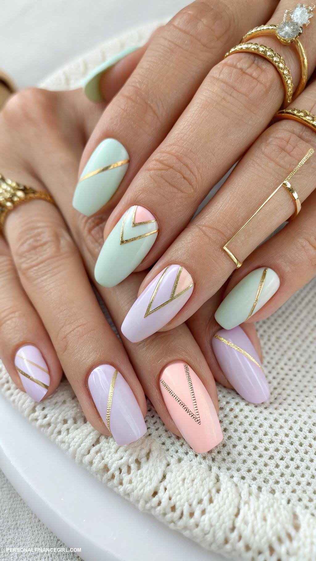 cheap nails DIY pastel nail art with tape