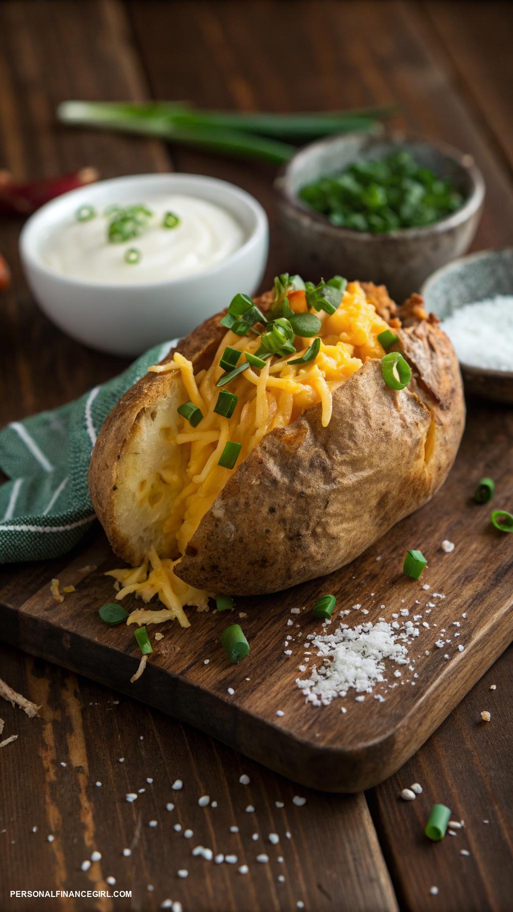 cheap recipes Baked potatoes with cheese and chives