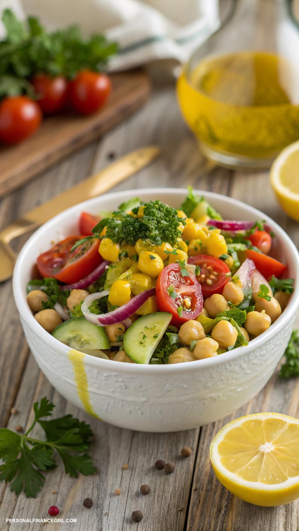 cheap recipes Chickpea salad with lemon dressing