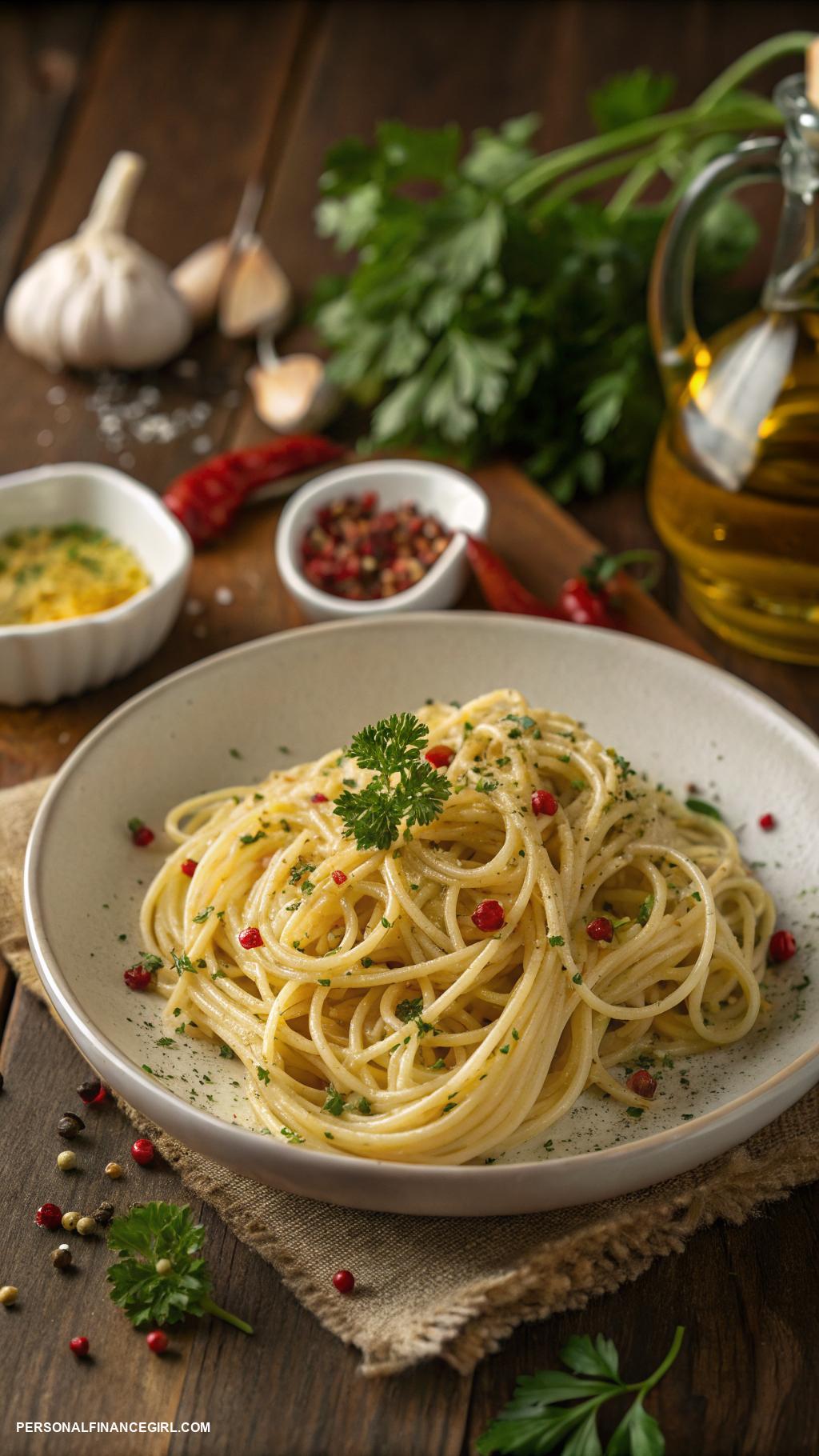 cheap recipes Pasta with garlic and olive oil
