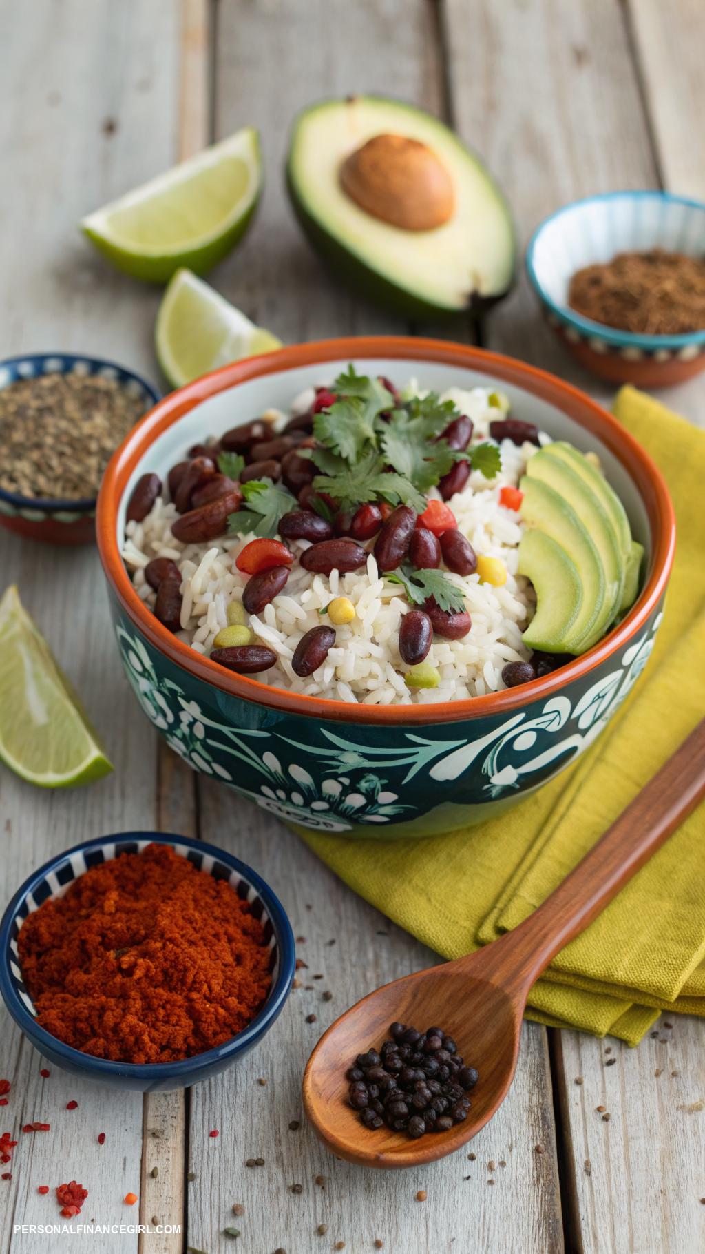 cheap recipes Rice and beans with spices